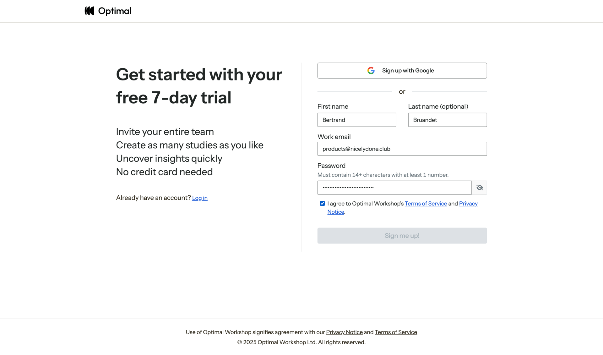 Optimal screen example
