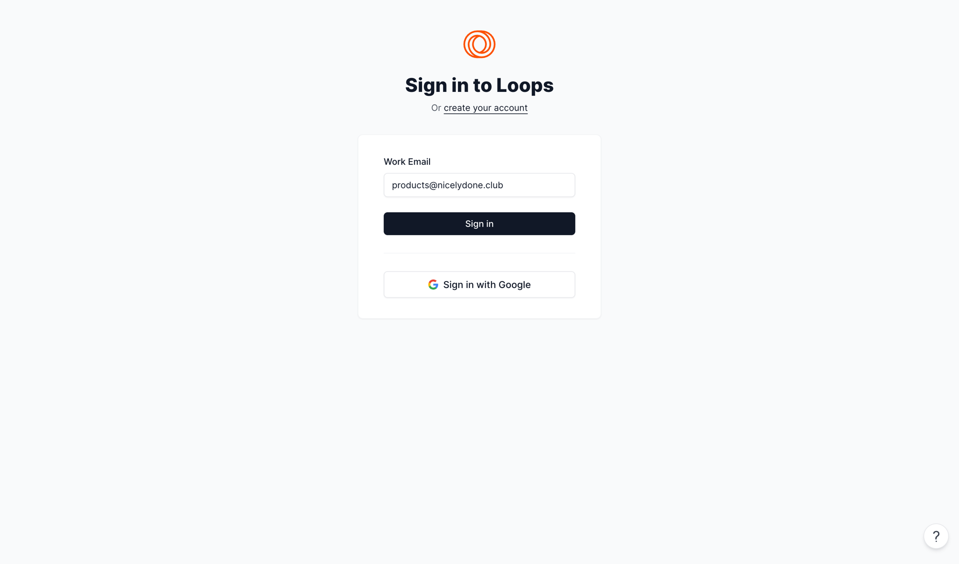 Loops screen example