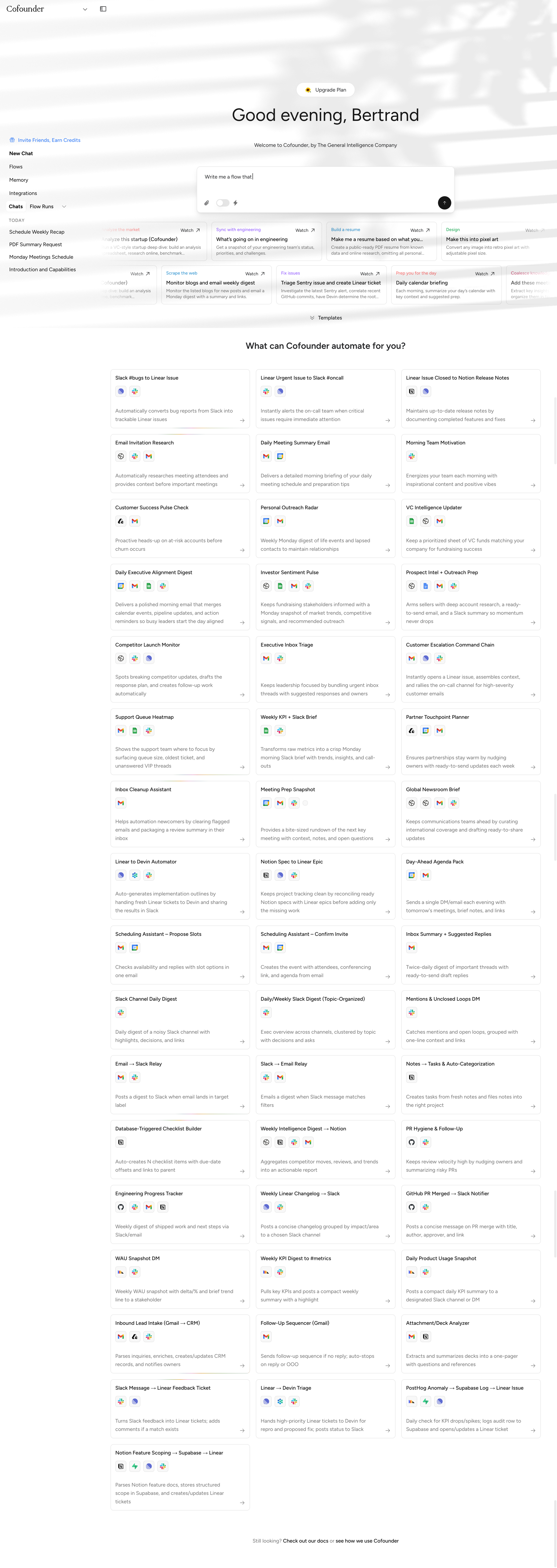 Cofounder screen example