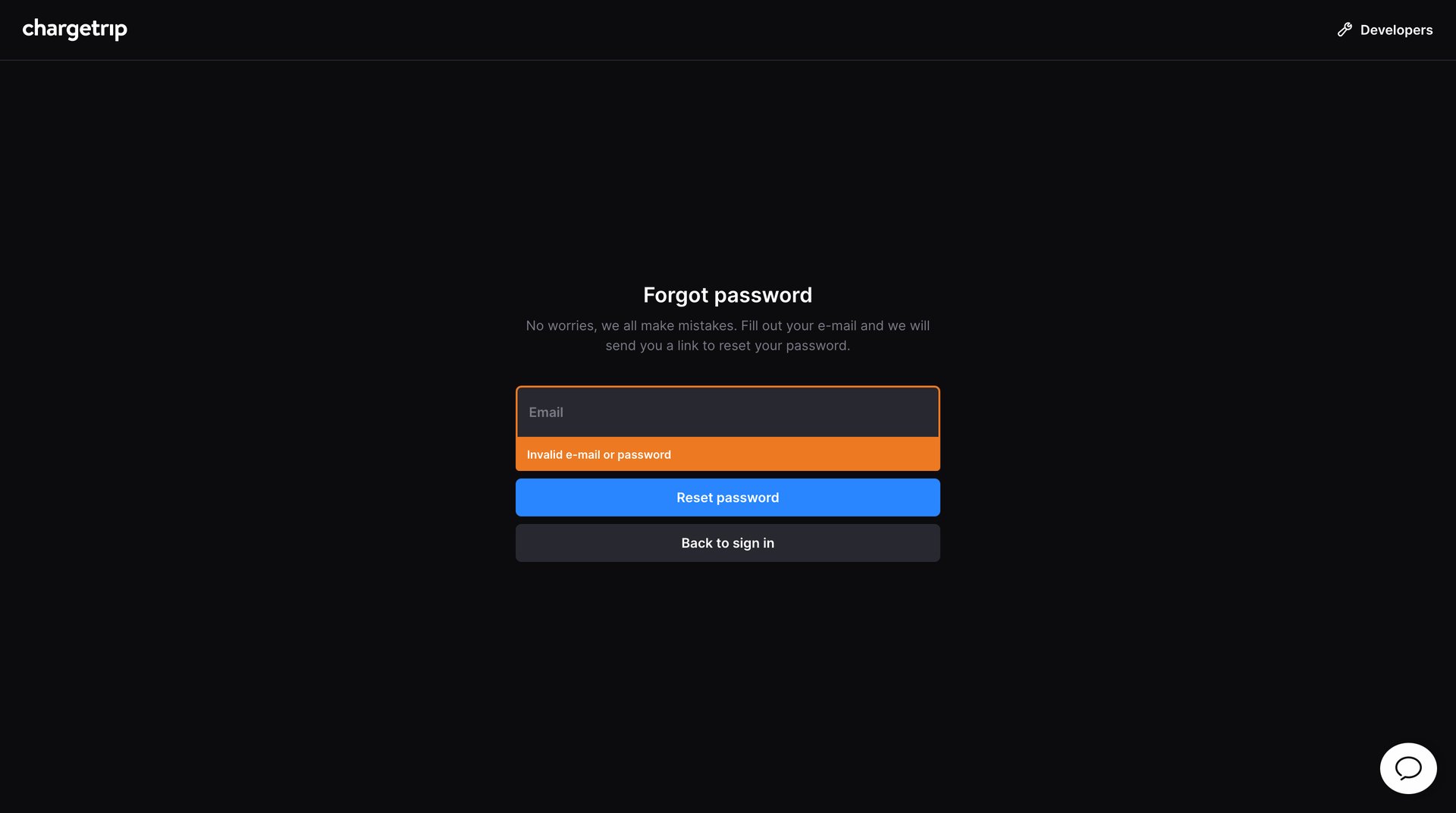 Chargetrip
				password reset page example