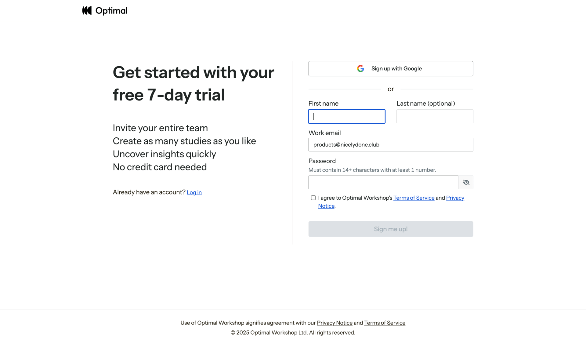 Optimal screen example