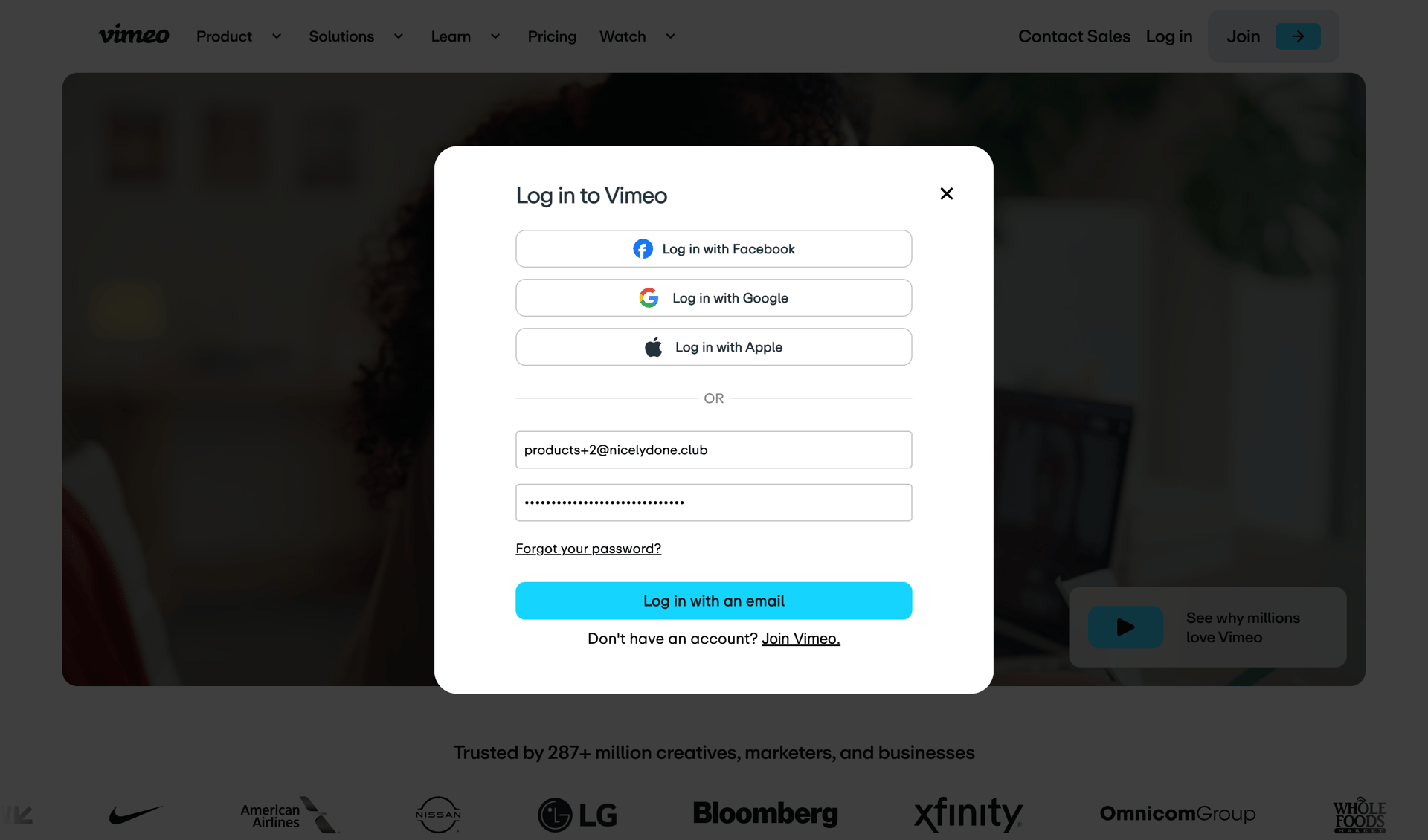 Vimeo
				signin page example