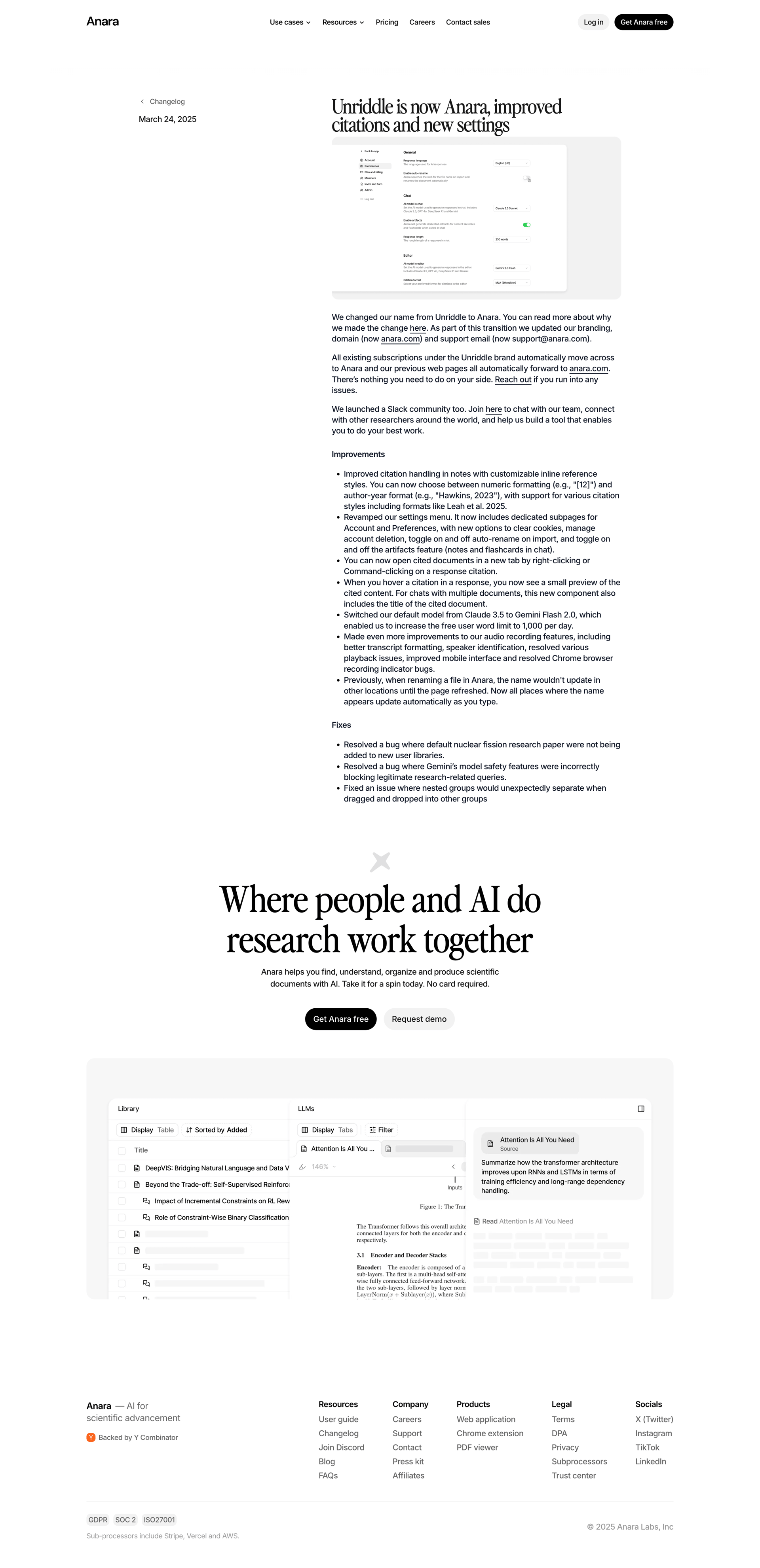 Anara
				settings page example