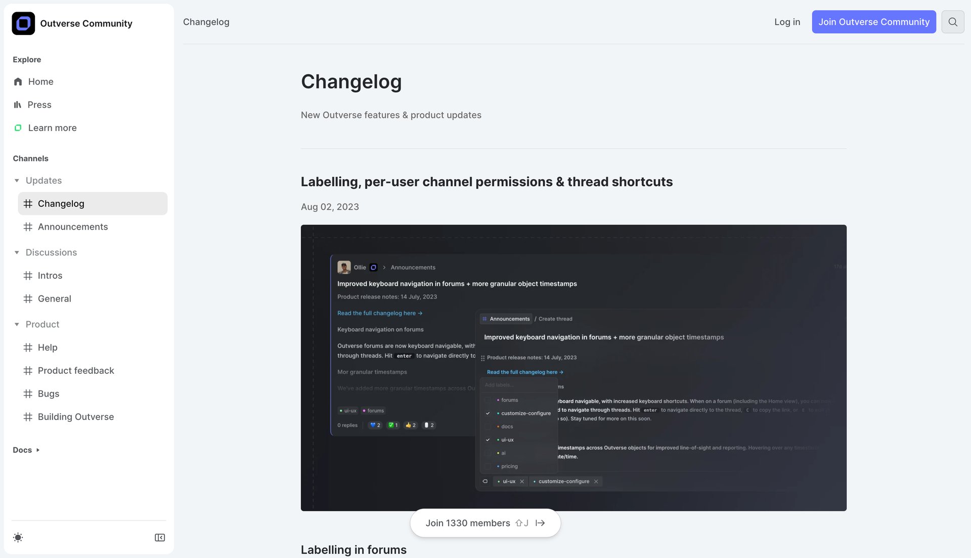 Outverse
				changelog page example