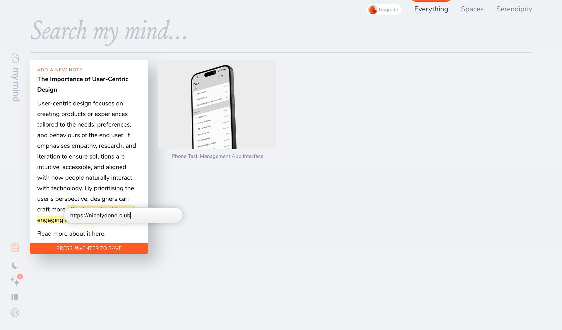 Mymind
			     ux ui design