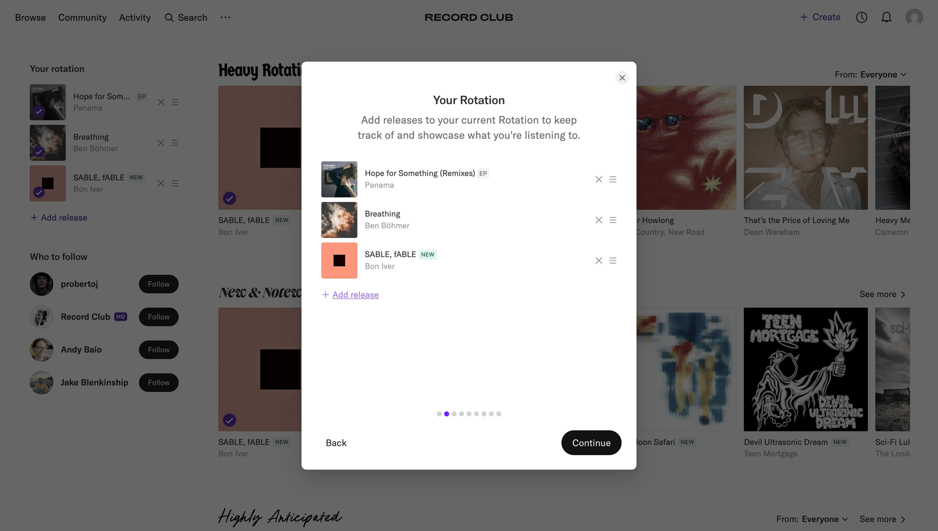 Record club
			    ux ui design