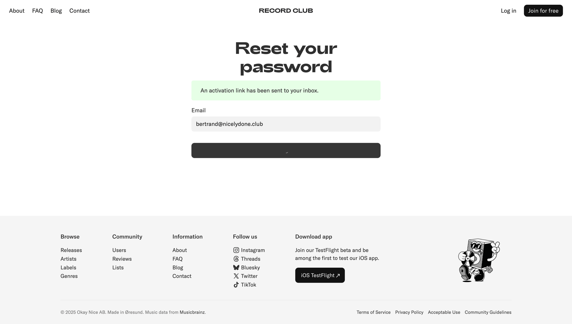 Record club
			           ux ui design