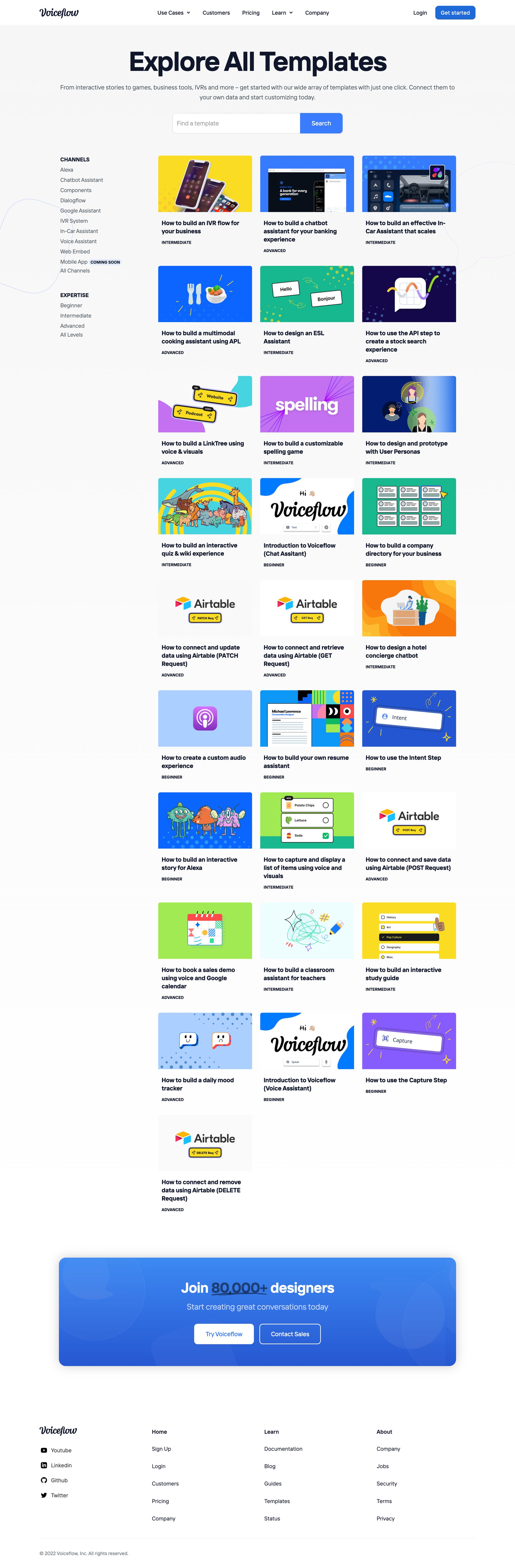 Voiceflow
				templates page example