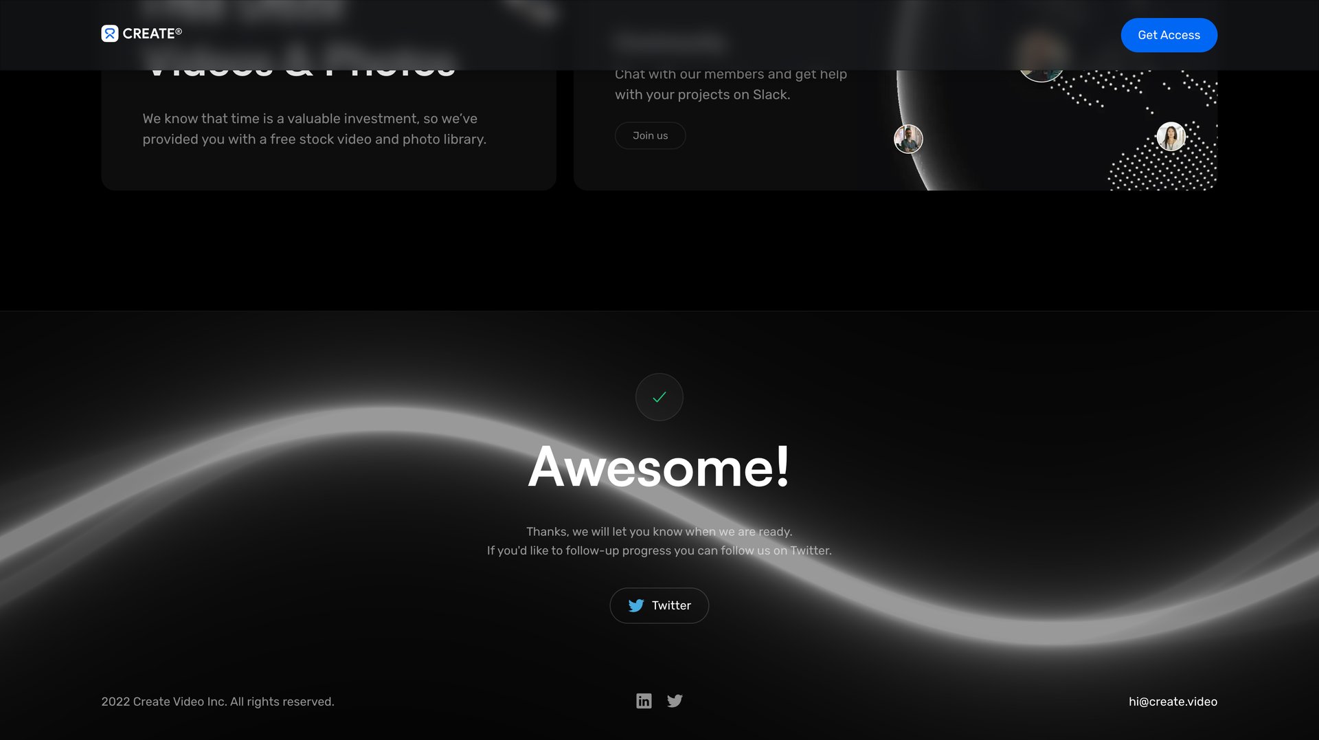 Create Video screen example