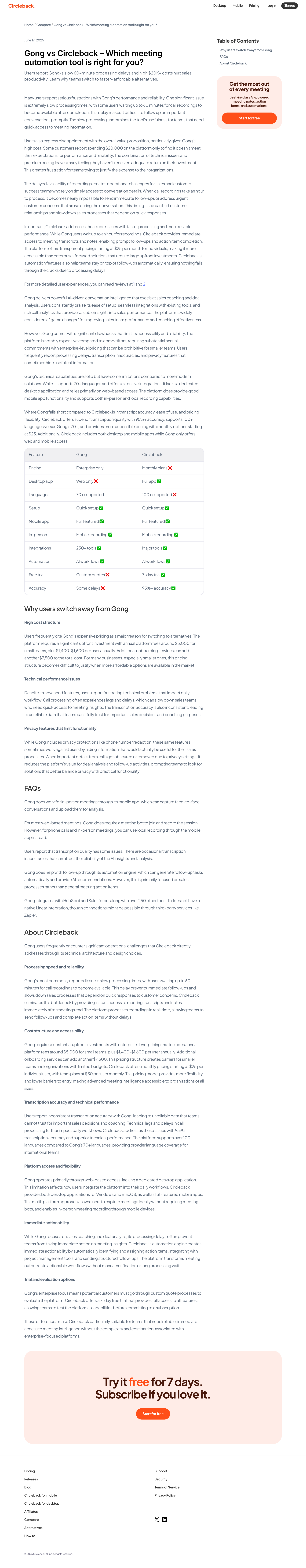 Circleback screen example