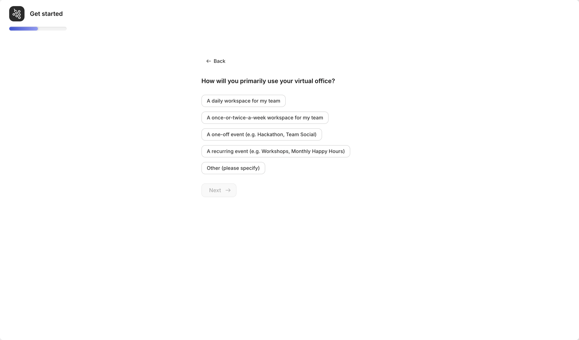 Gather screen example