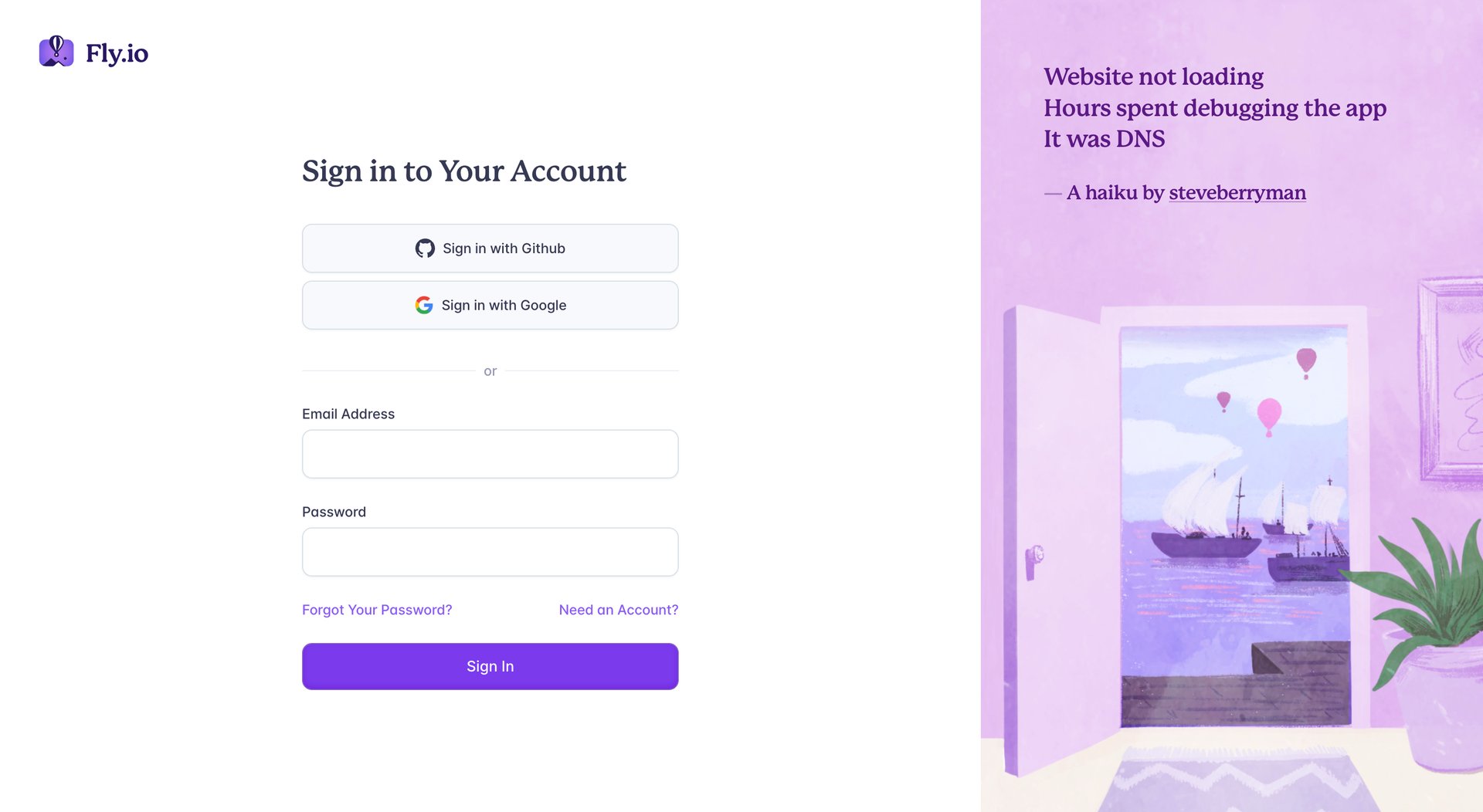 Fly
				signin page example