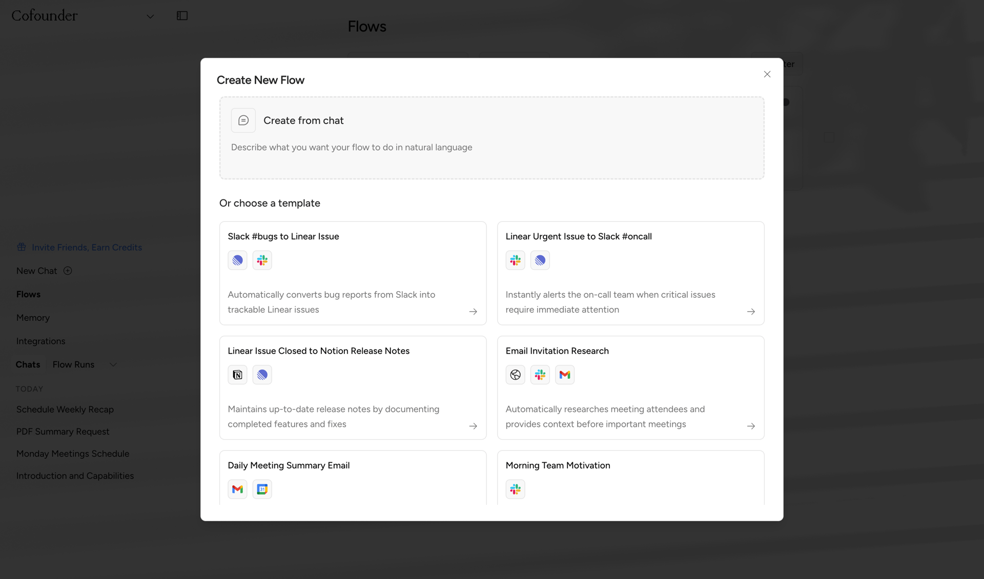Cofounder screen example
