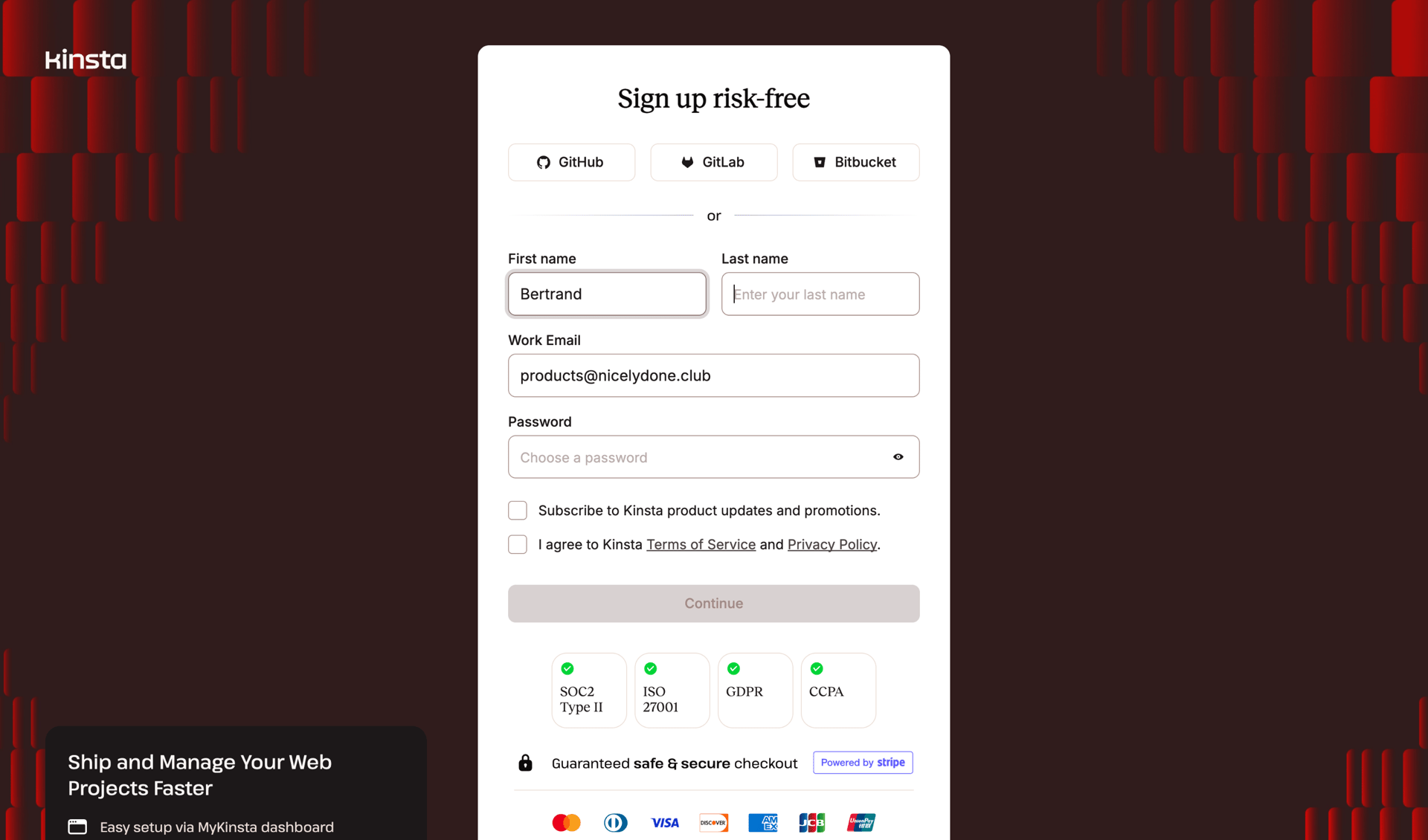Kinsta screen example
