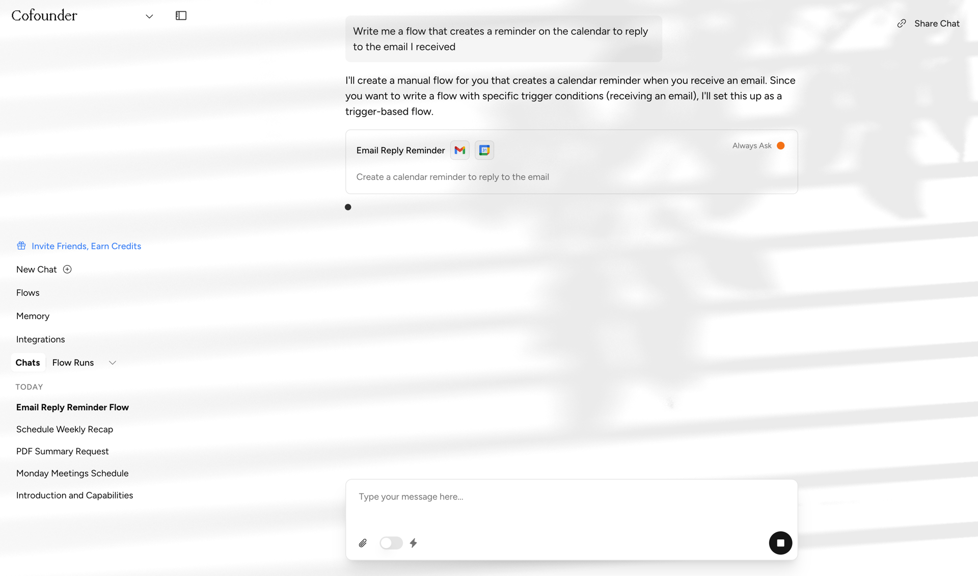 Cofounder screen example