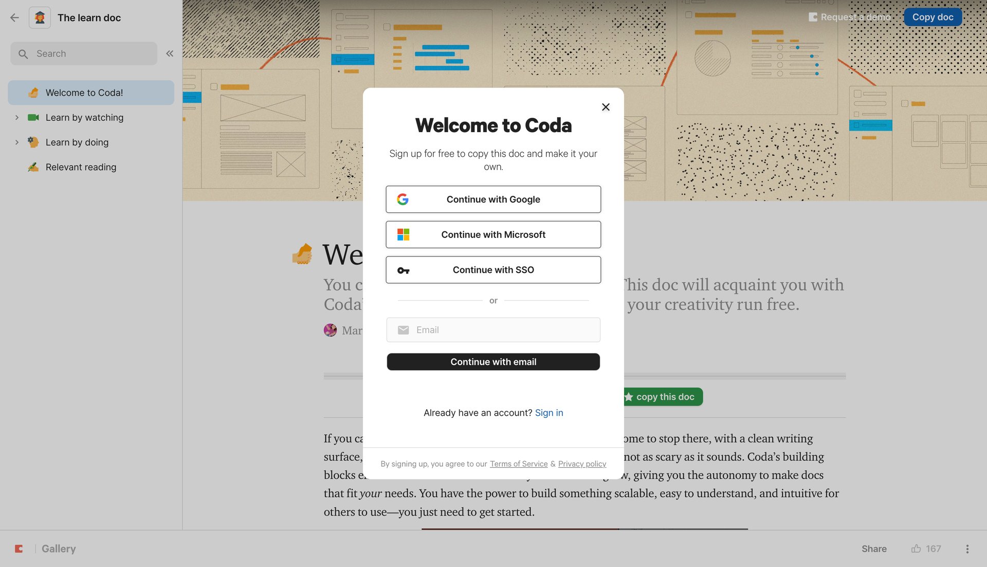 Coda
				signin page example