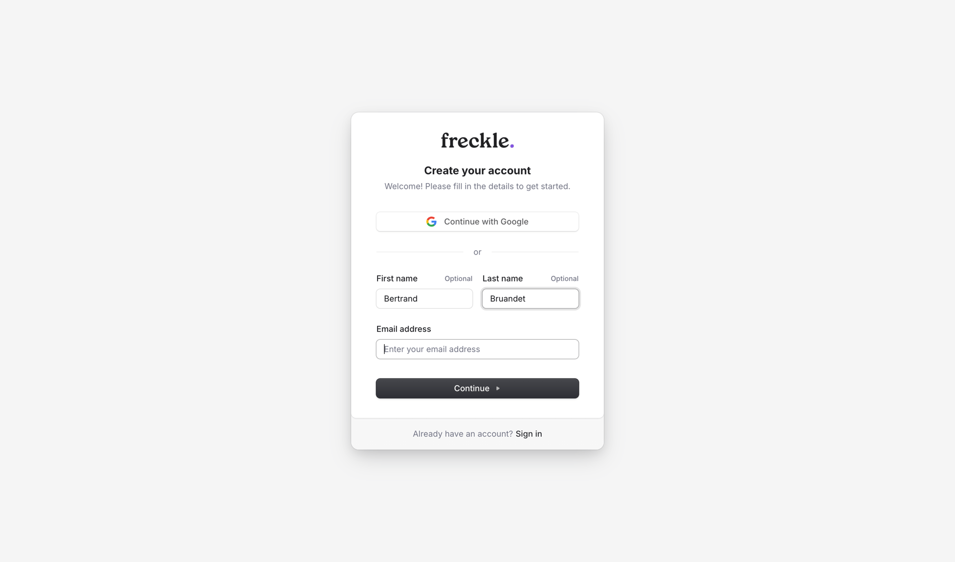 Freckle
			    ux ui design