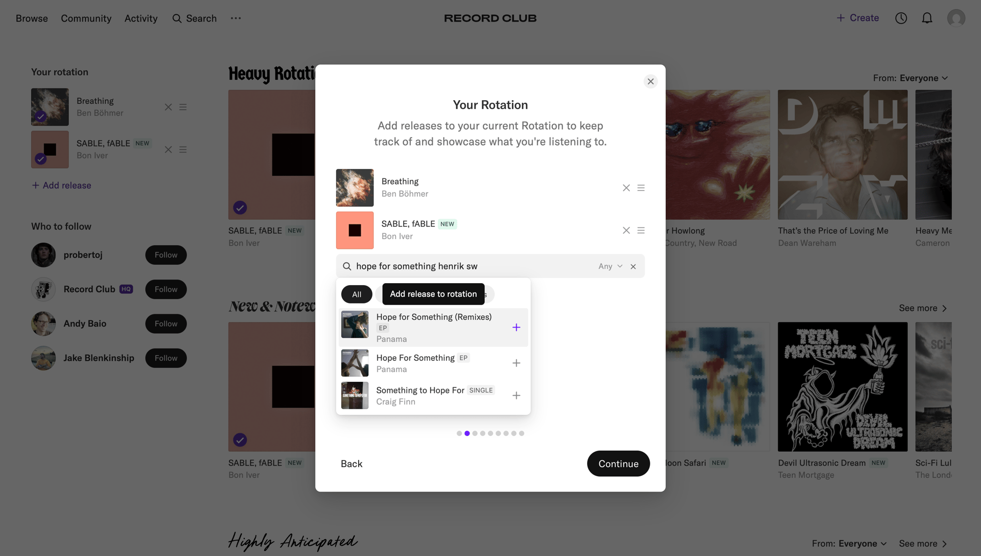 Record club
			 ux ui design
