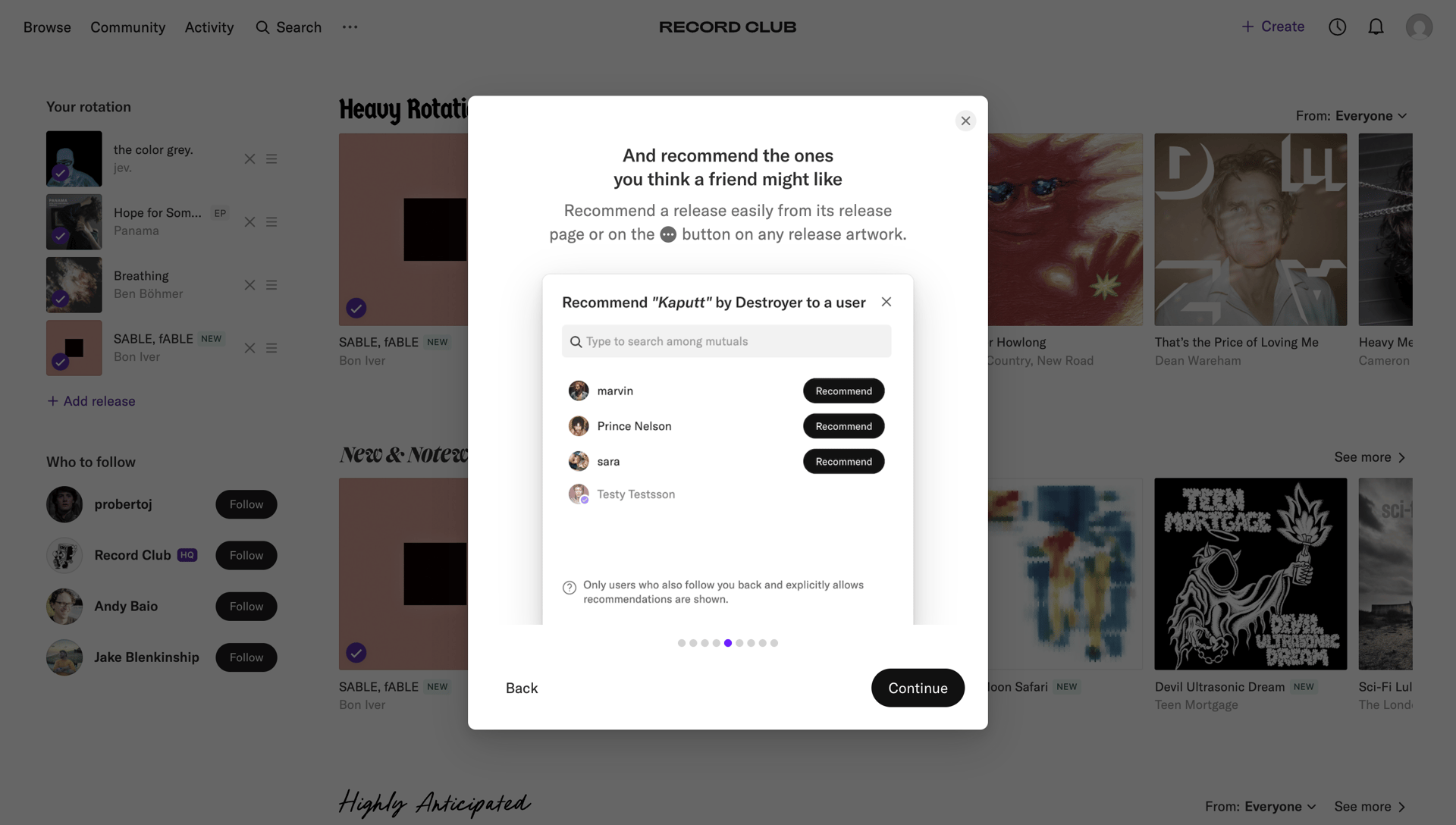 Record club
			       ux ui design