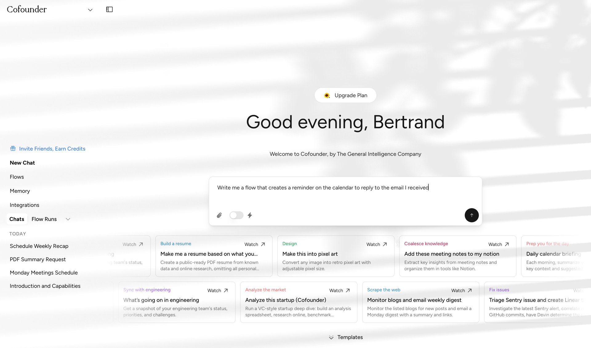 Cofounder screen example