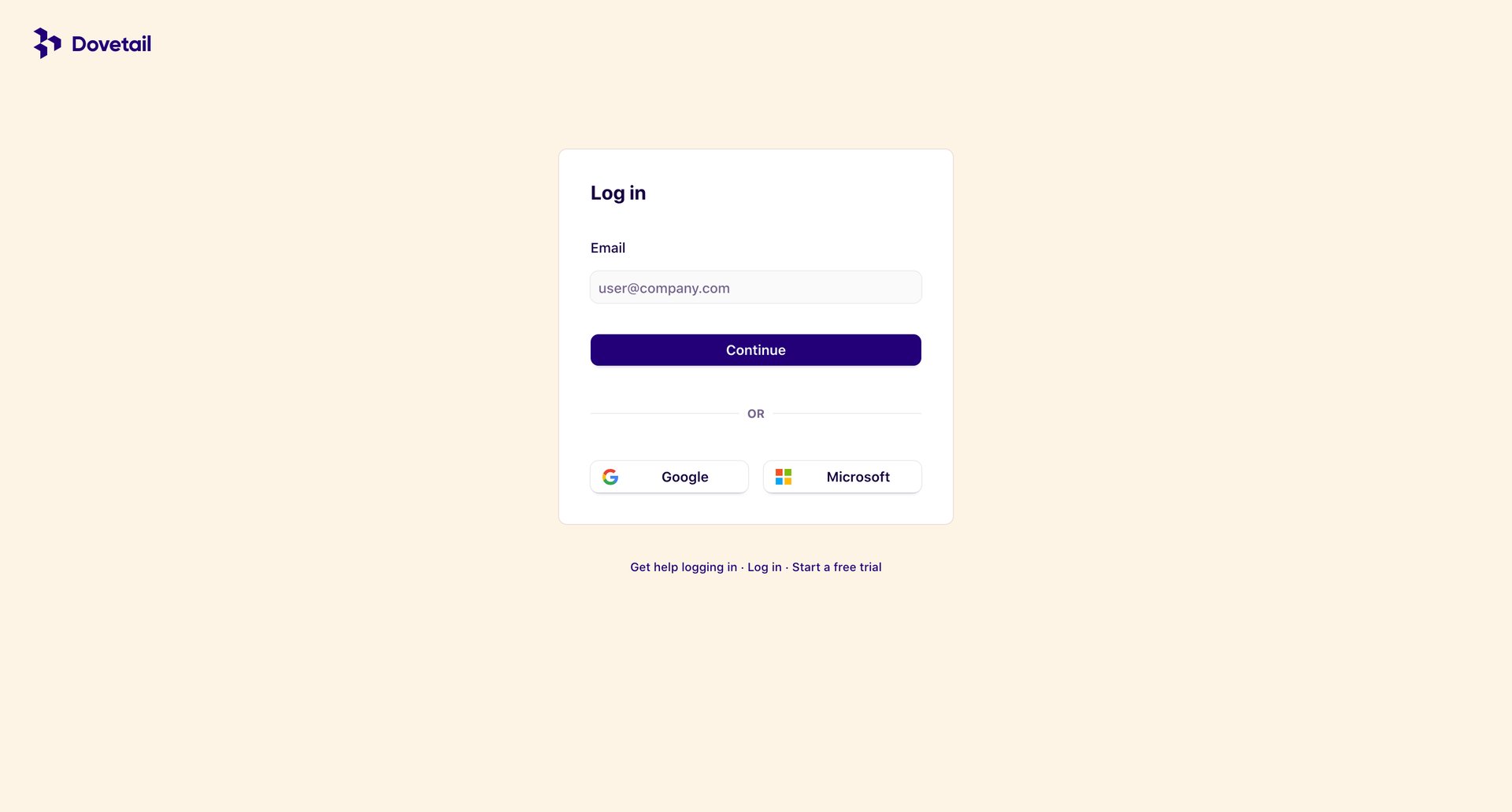 Dovetail
				signin page example