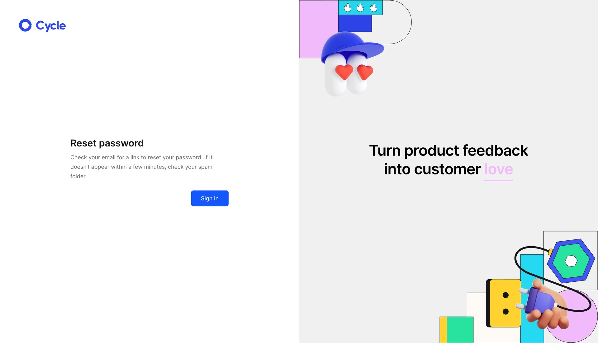 Cycle
				password reset page example