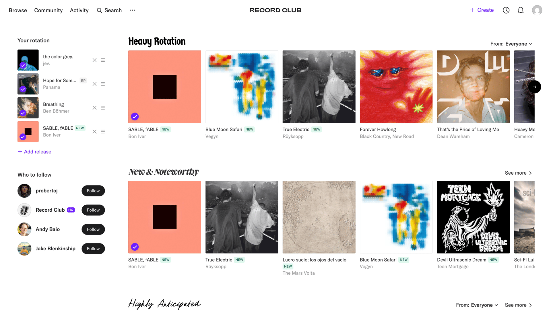 Record club
			        ux ui design