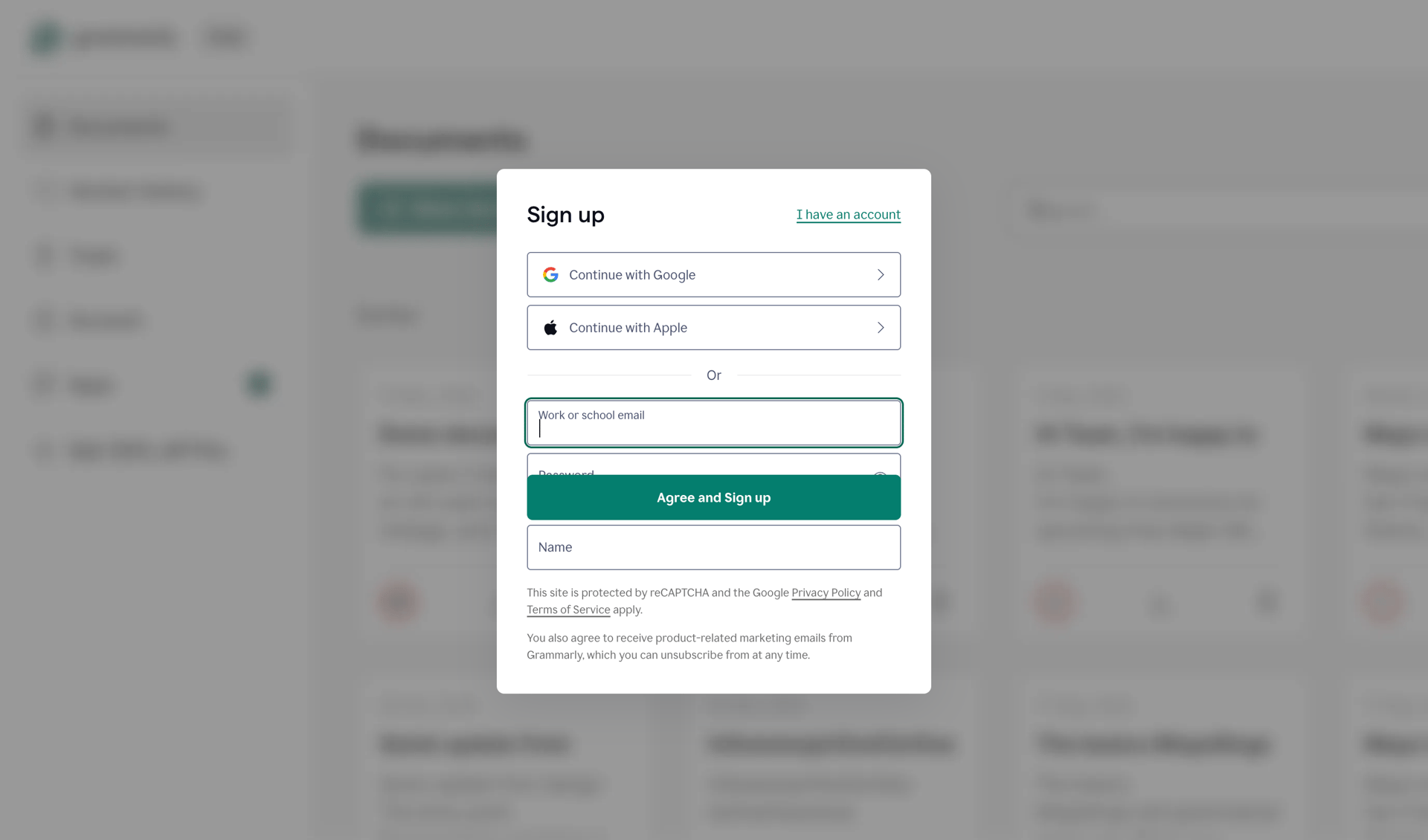 Grammarly screen example