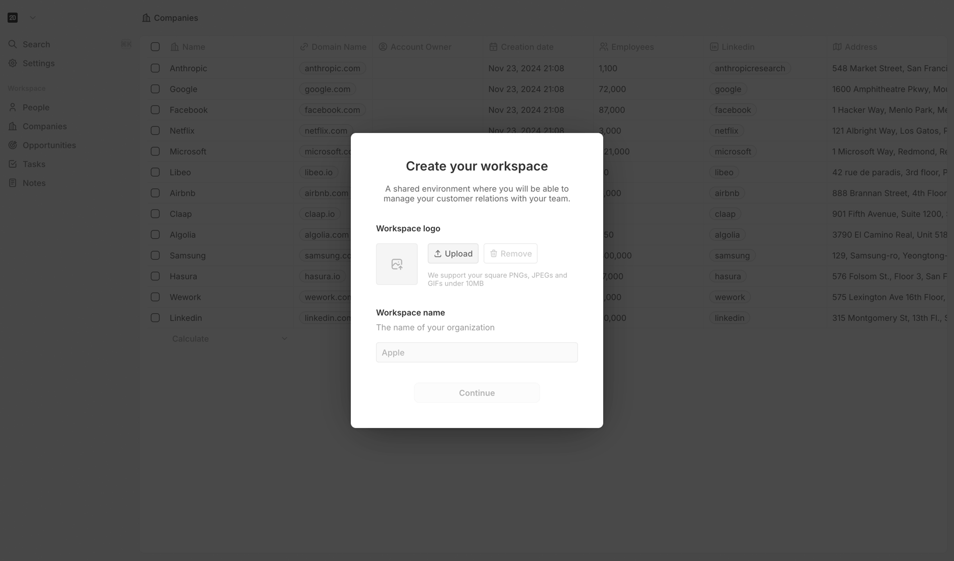 Twenty screen example
