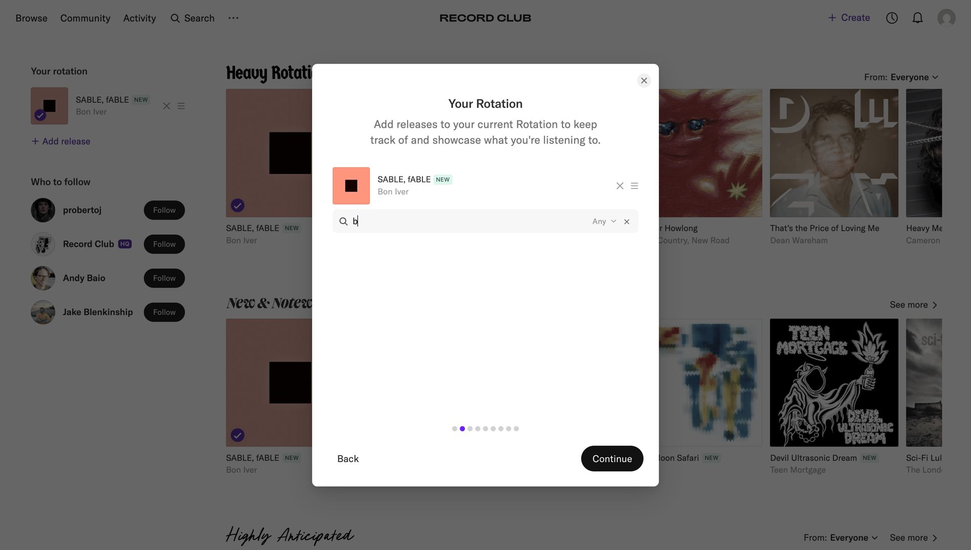 Record club
			      ux ui design