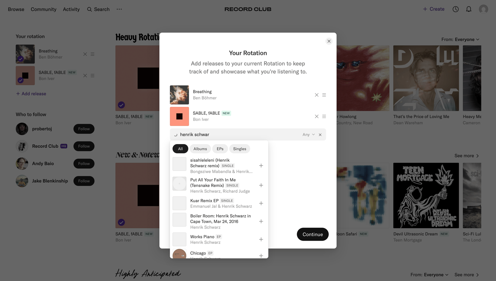 Record club
			  ux ui design