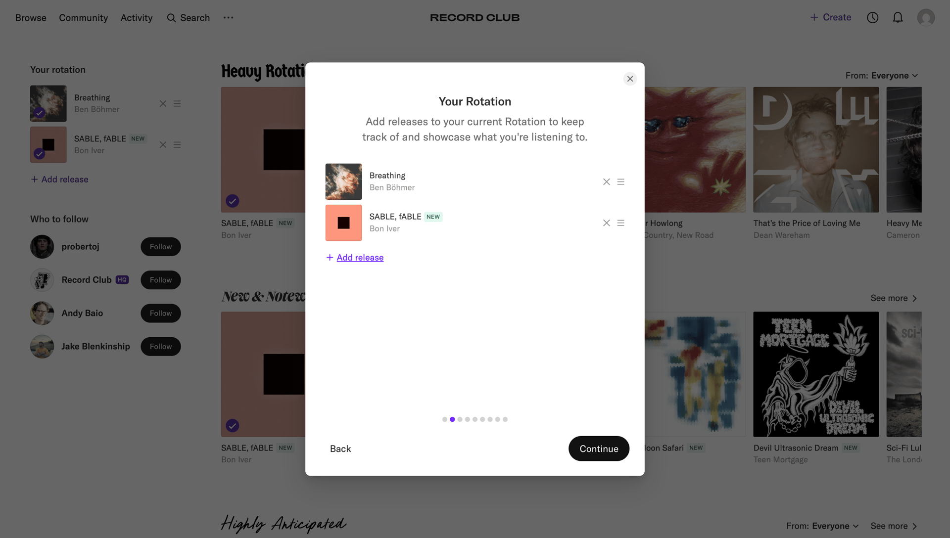 Record club
			    ux ui design
