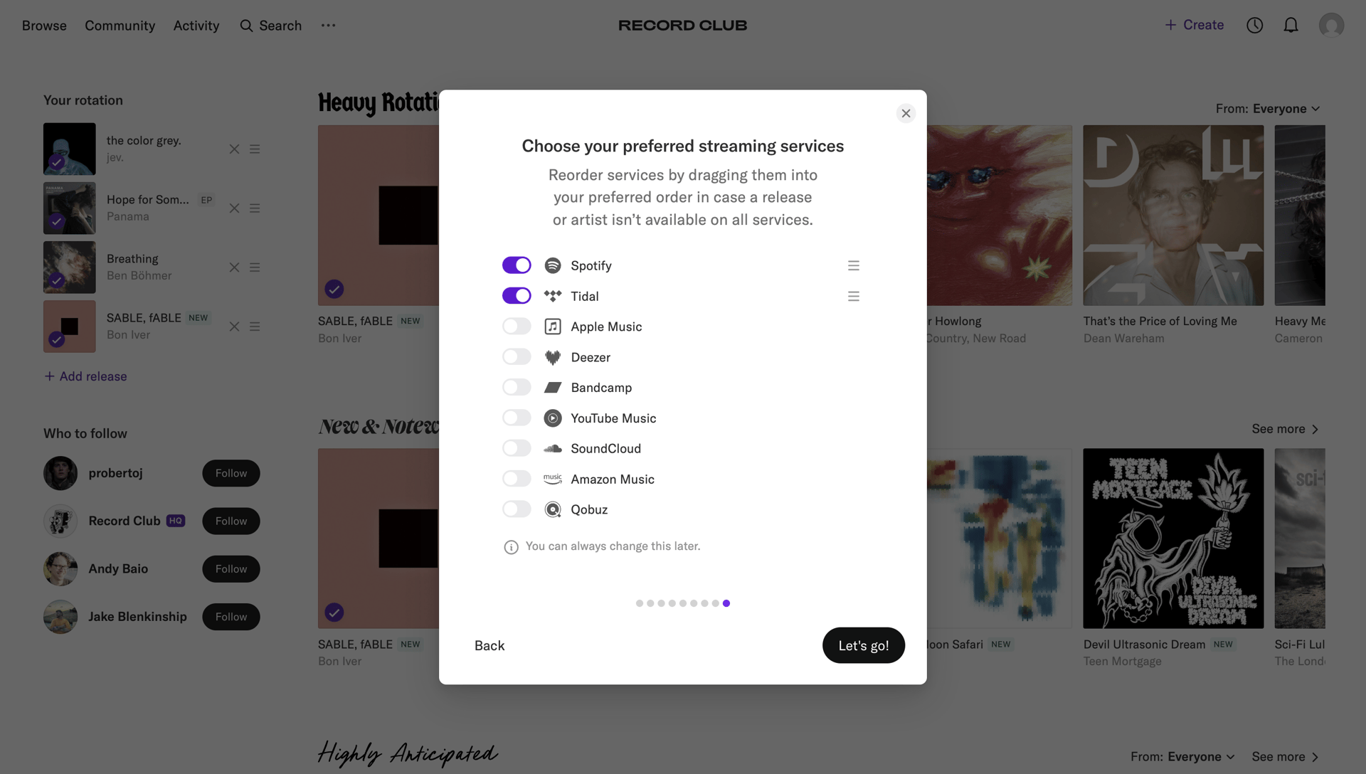 Record club
			       ux ui design