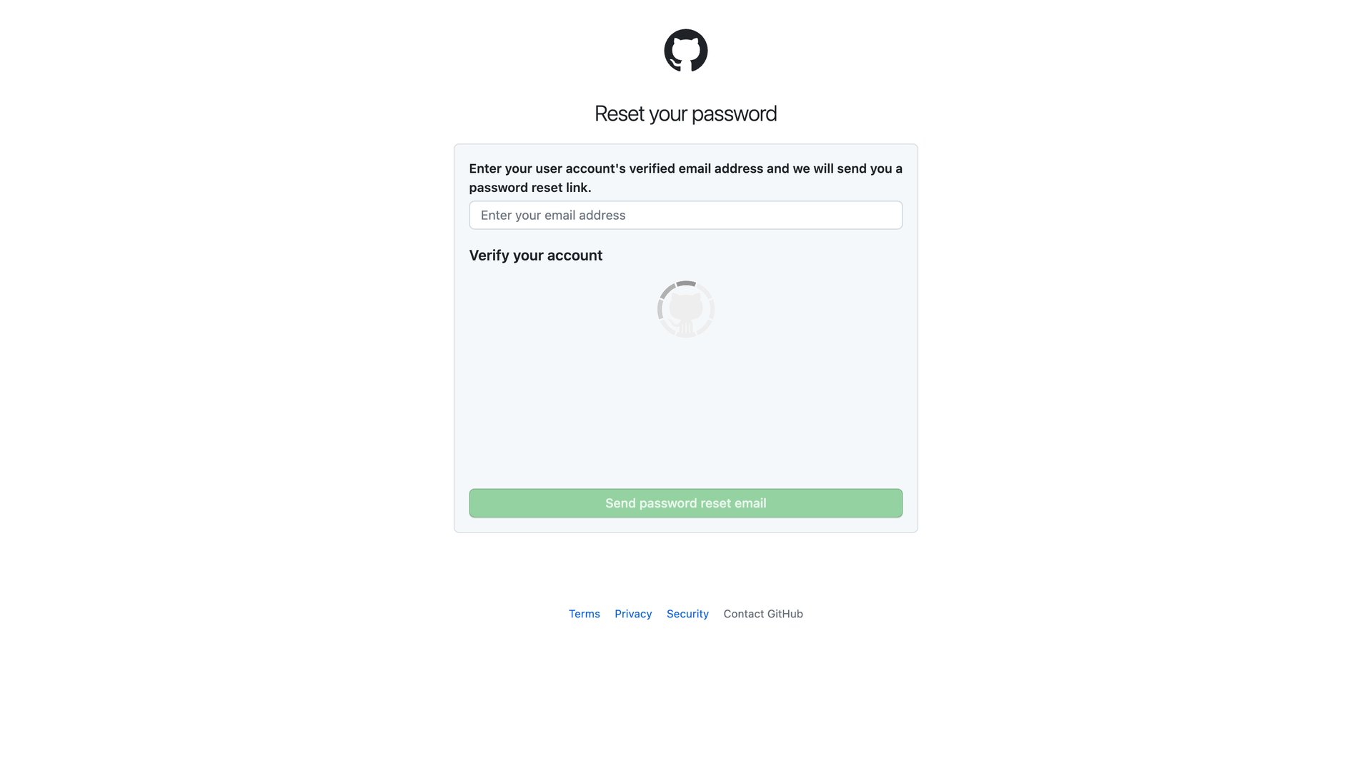 Github
				password reset page example