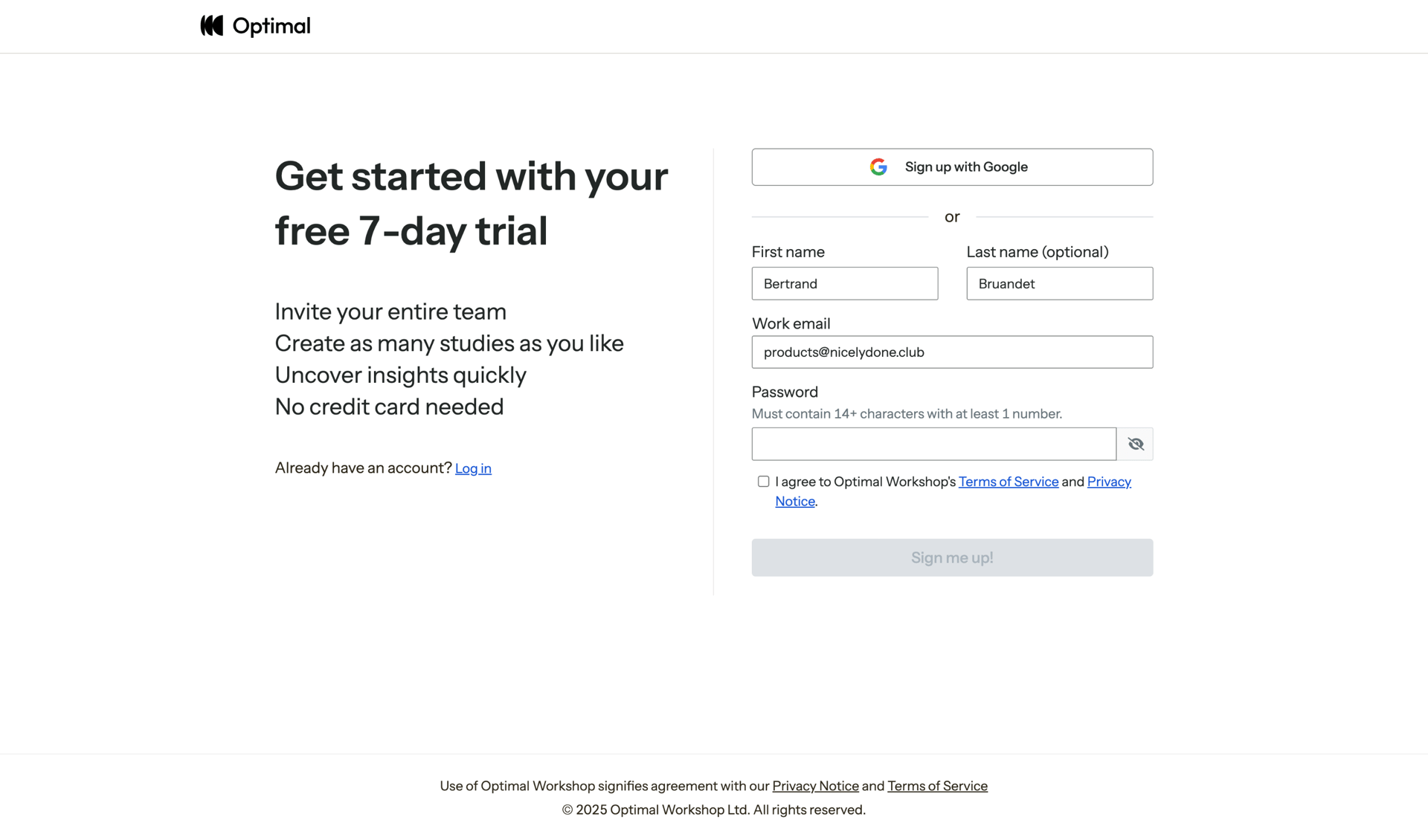 Optimal screen example