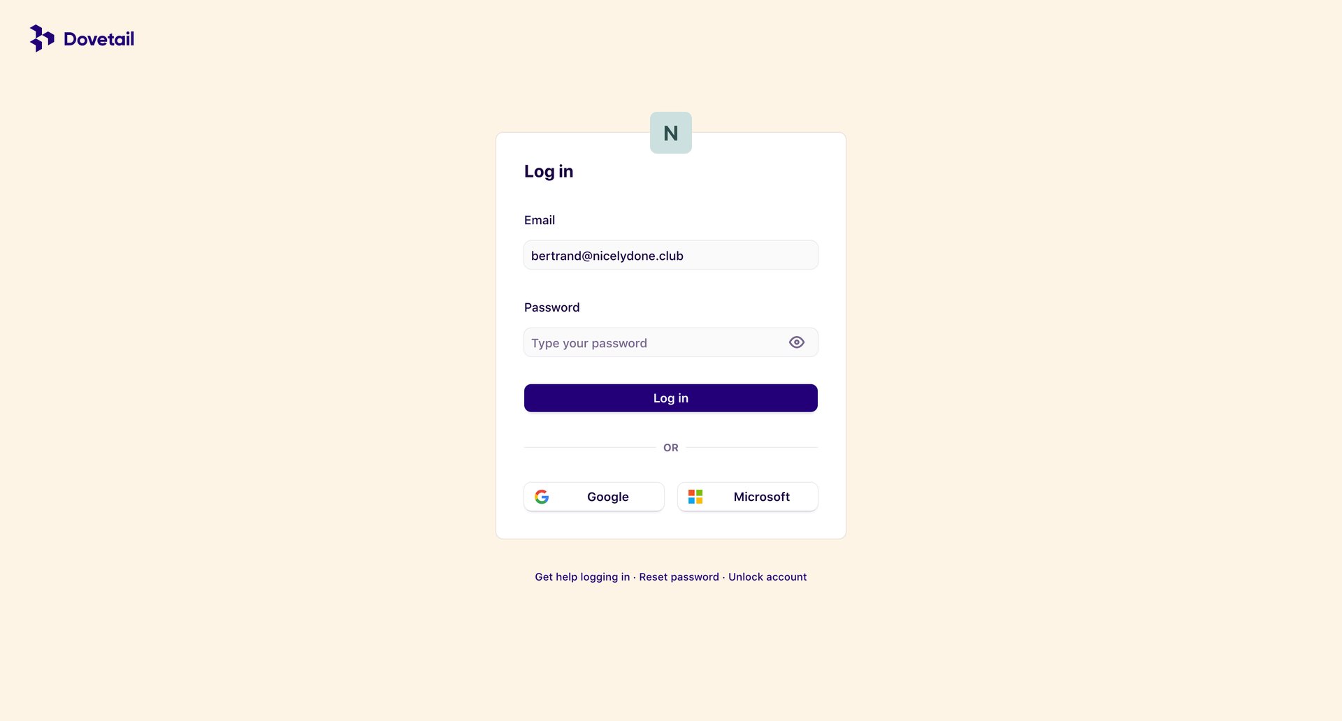 Dovetail
				signin page example