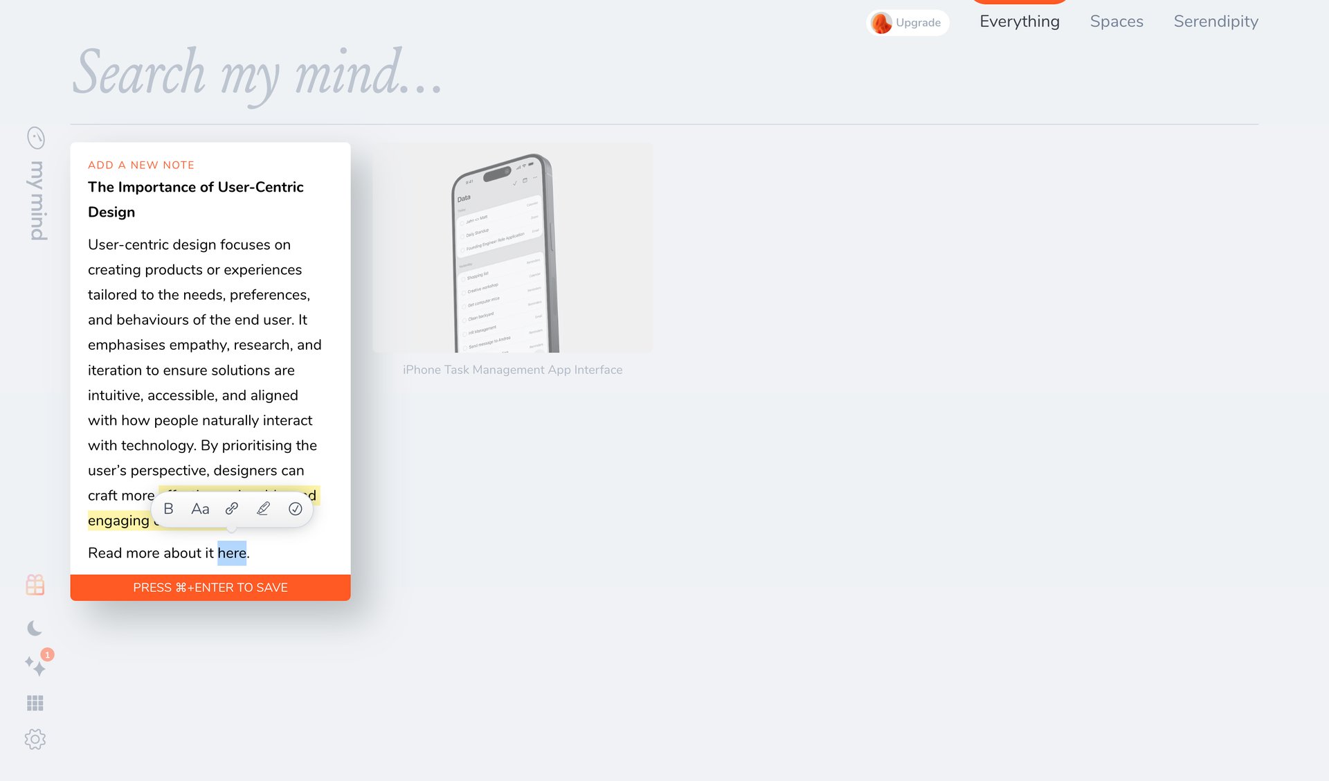 Mymind
			      ux ui design