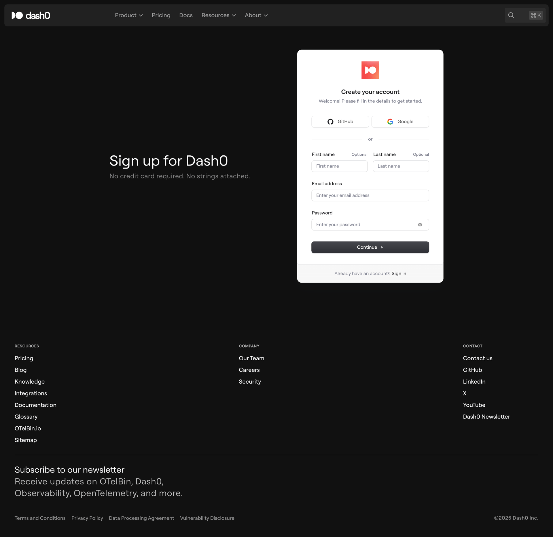 Dash0 screen example