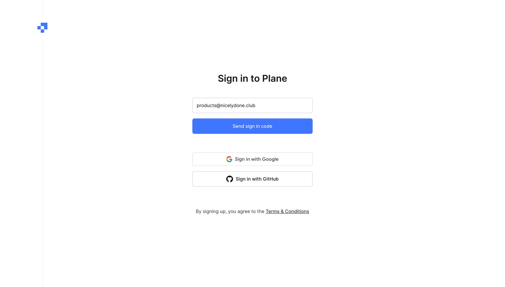 Plane
				signup page example