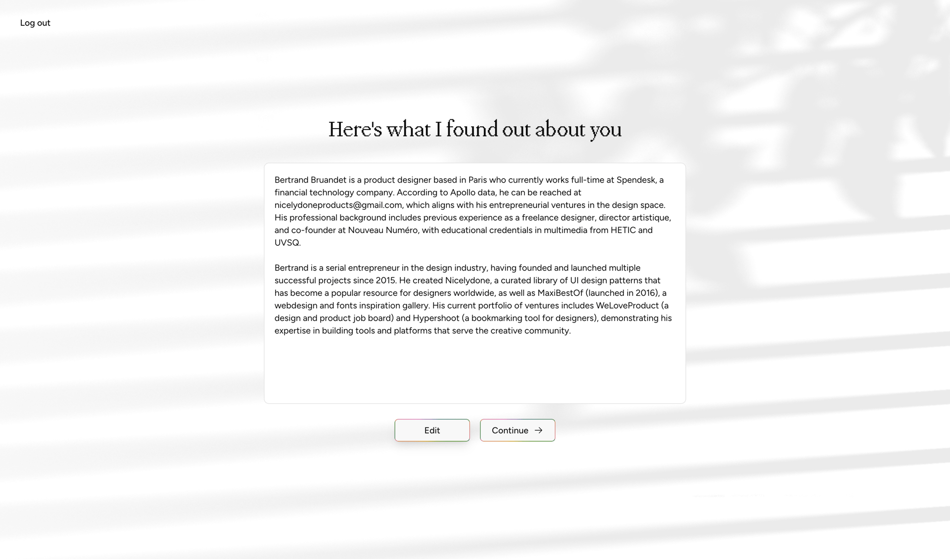 Cofounder screen example