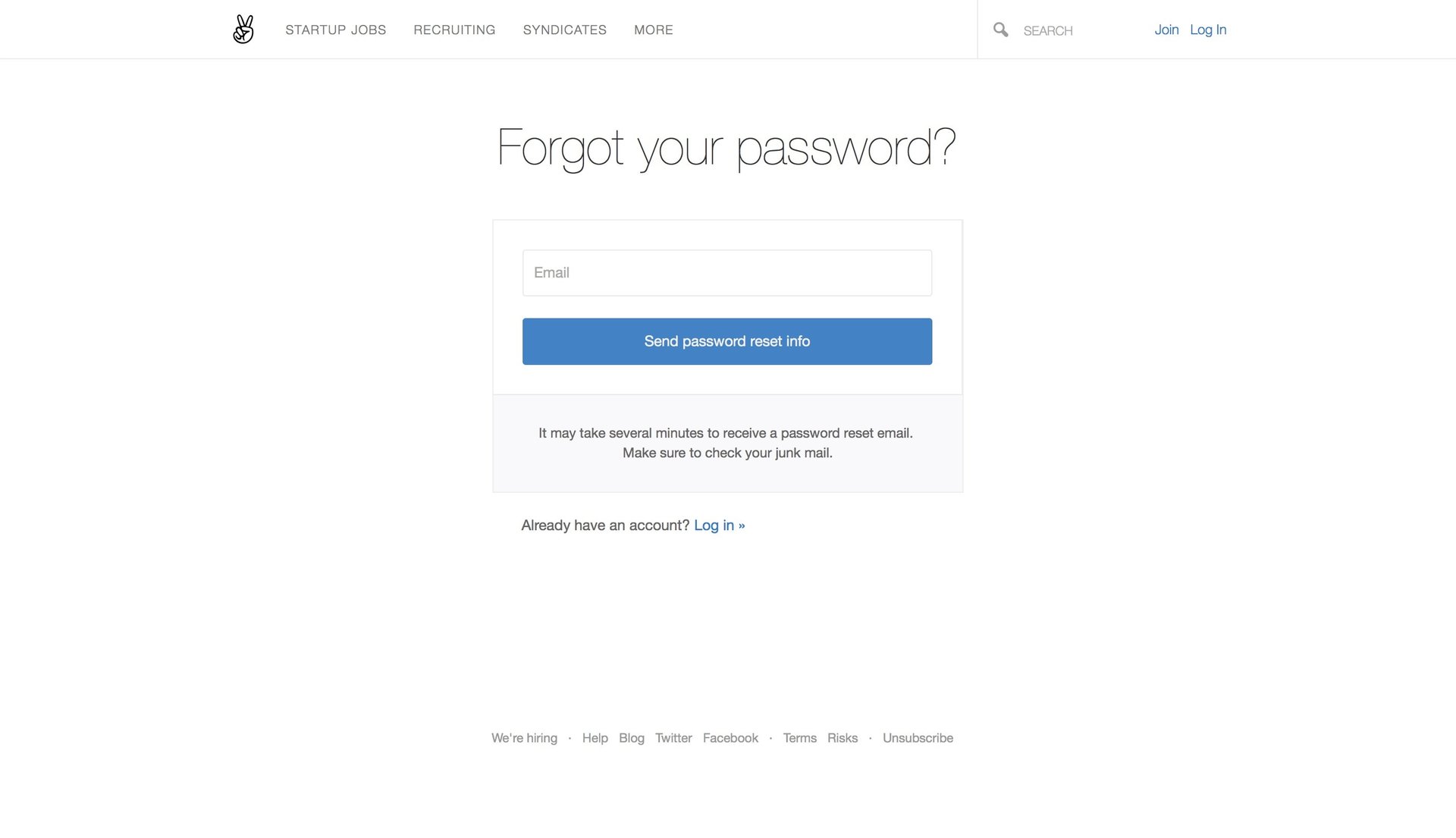 AngelList Talent
				password reset page example