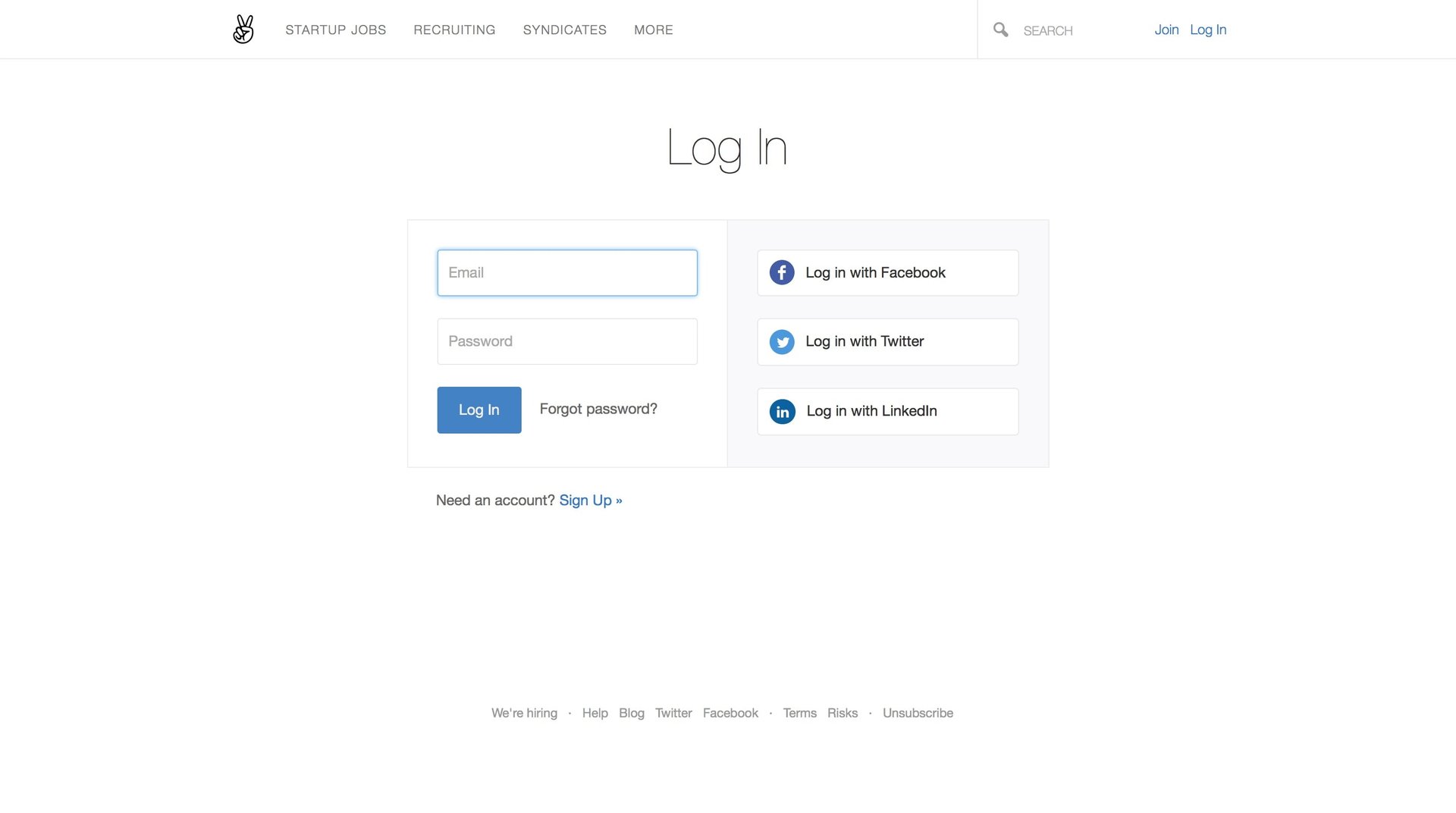 AngelList Talent
				signin page example