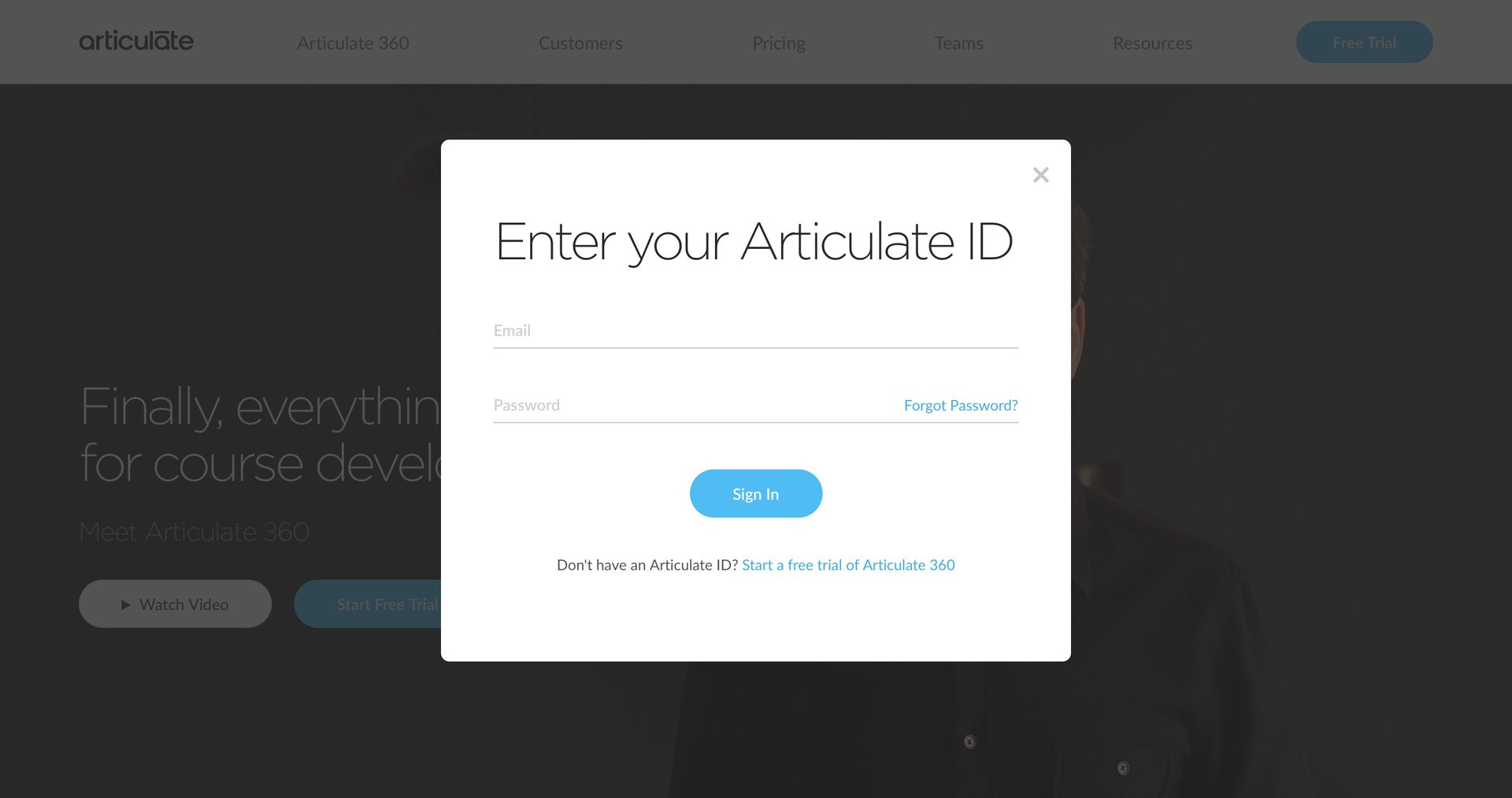 Articulate
				signin page example