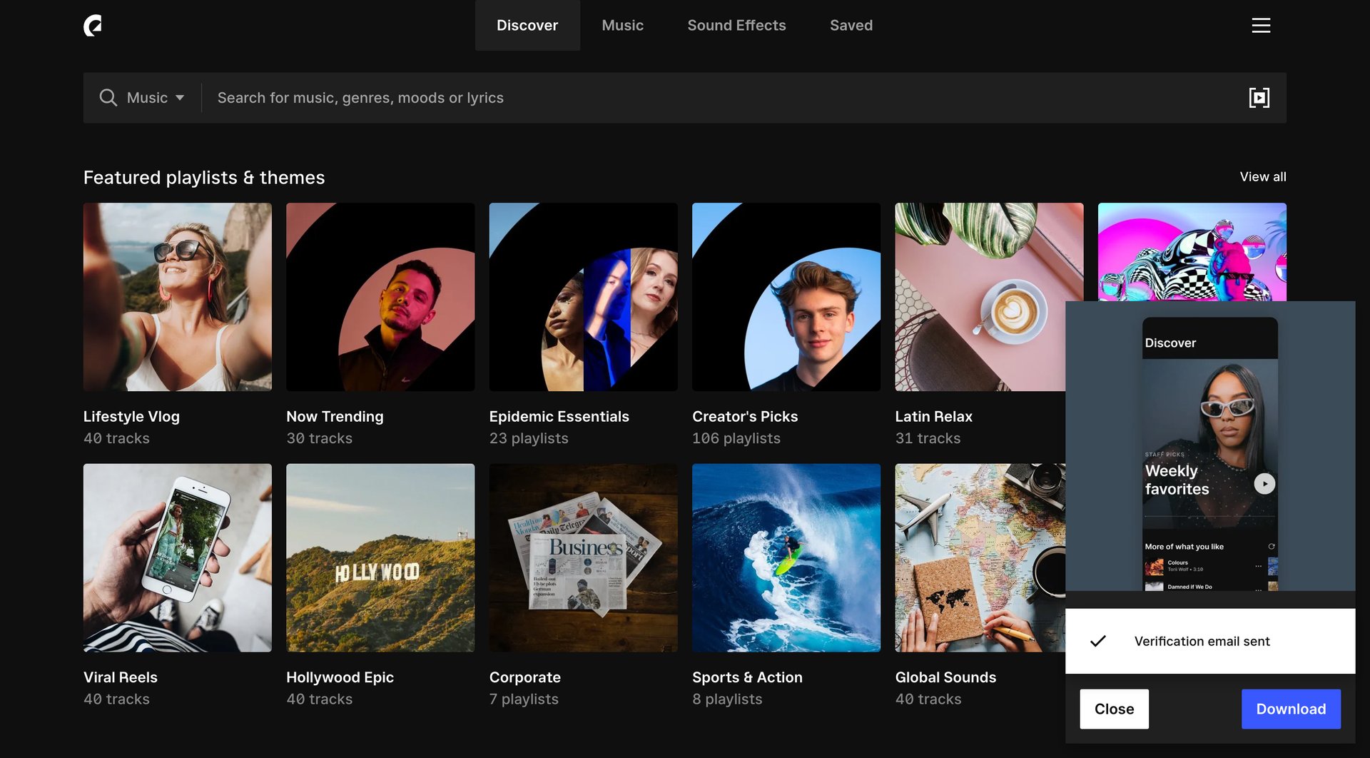Epidemic Sound
			              ux ui design