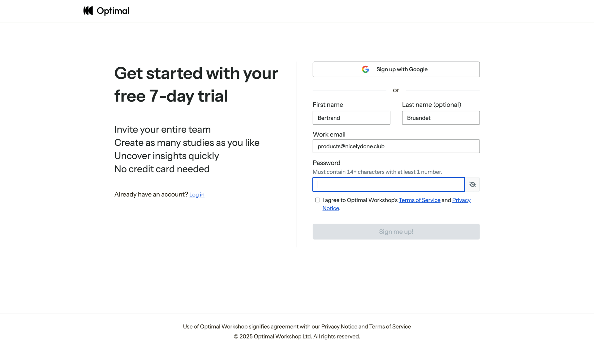 Optimal screen example