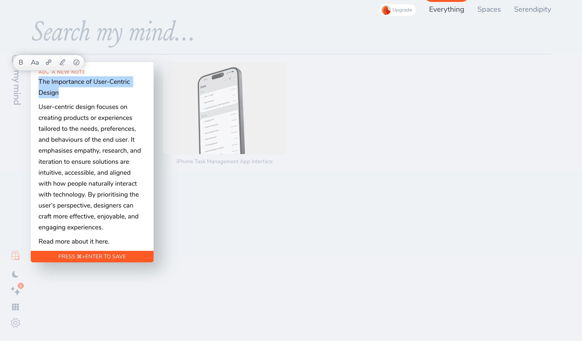 Mymind
			     ux ui design