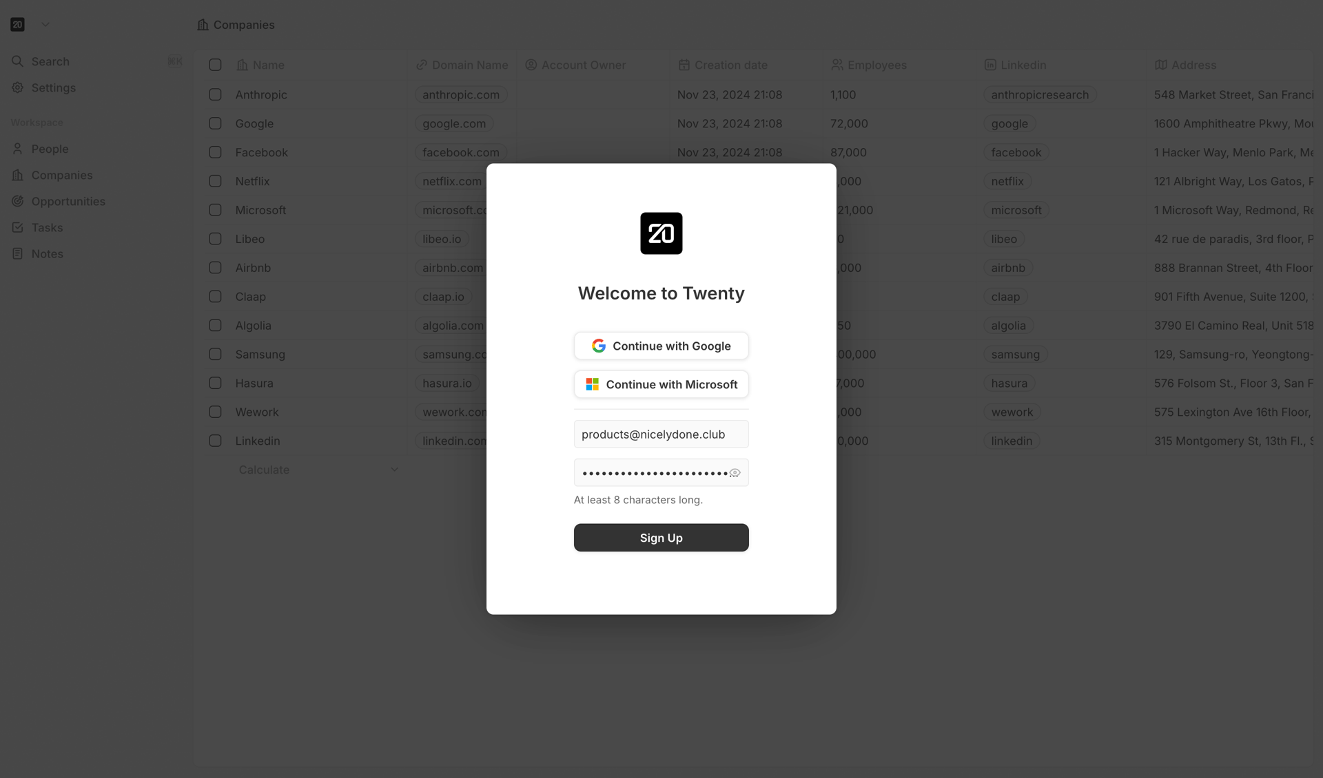 Twenty screen example