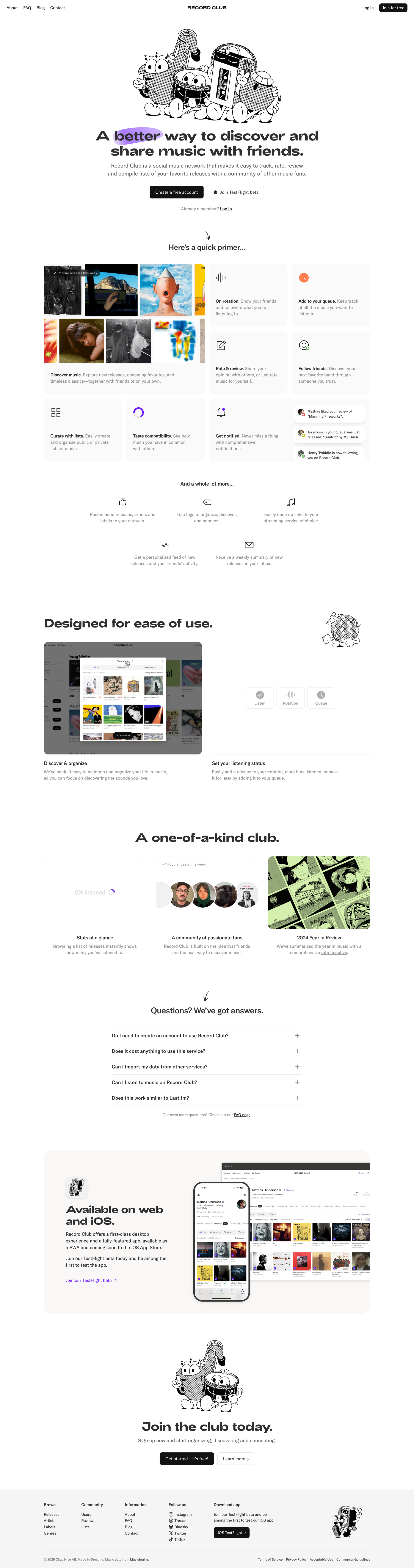 Record club
			      ux ui design