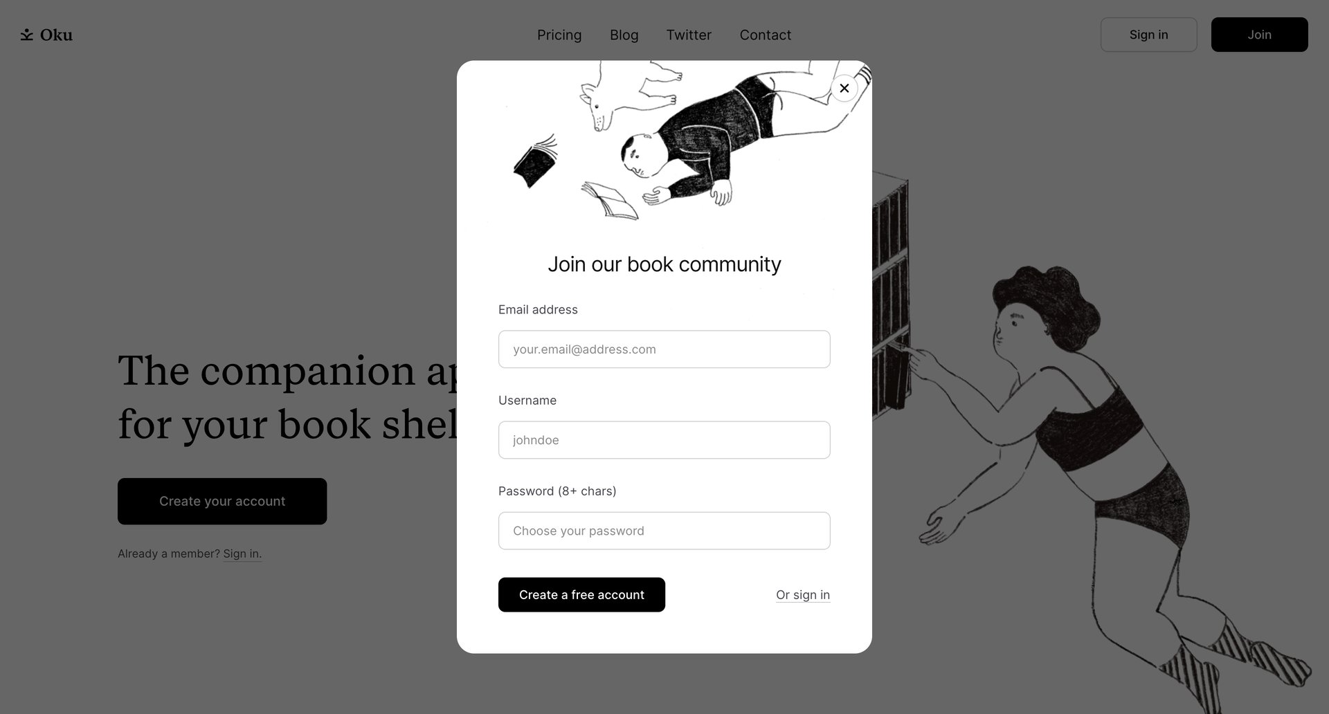 Oku
				signup page example