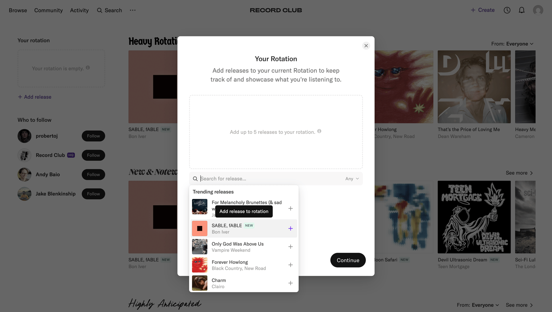 Record club
			     ux ui design